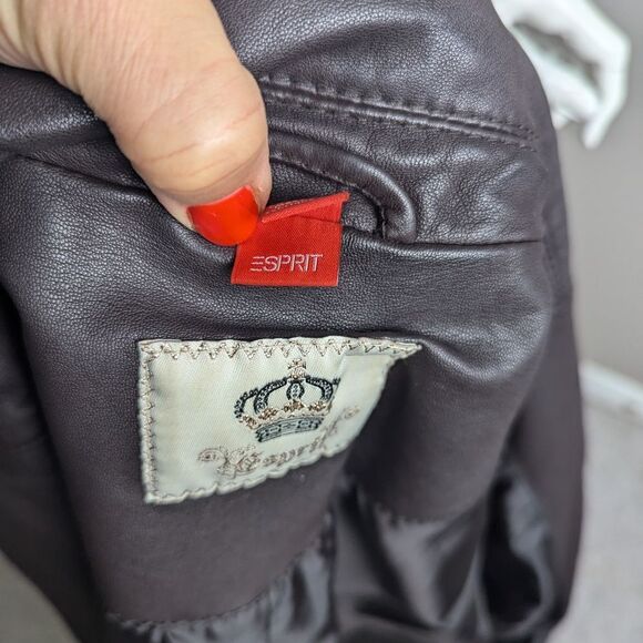 Vintage Esprit Lambskin Jacket, Military Style, Y2K Brown Leather, Size 10 - Picture 12 of 13